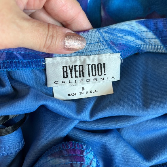 Vintage 90s Y2K Strapless Floral Blue & Purple High Low Dress - Picture 2 of 13